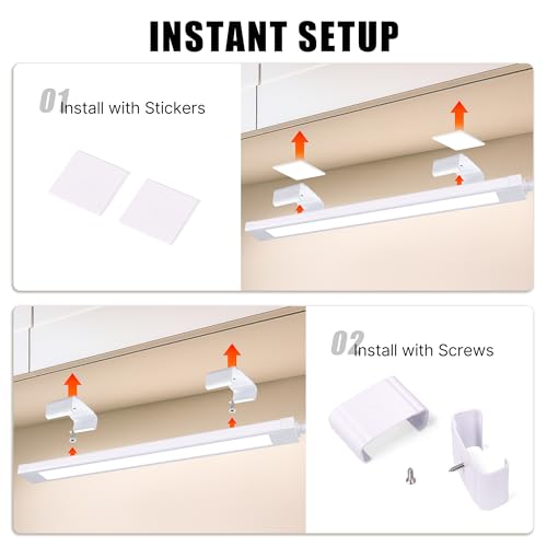 2 Pcs 14inch Plug in Under Cabinet Lighting for Kitchen, 6500k Bright White LED Under Counter Wired Lights for Shelf/Bookshelf/Workbench/Over Sink Linkable 110V LED Light Bar