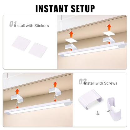2 Pcs 14inch Plug in Under Cabinet Lighting for Kitchen, 6500k Bright White LED Under Counter Wired Lights for Shelf/Bookshelf/Workbench/Over Sink Linkable 110V LED Light Bar