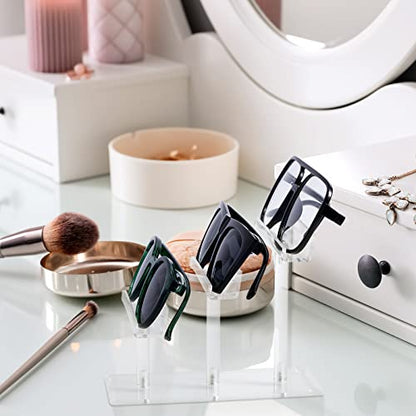 Sintuff 2 Pcs Eyeglasses Display Stand 3 Tiers Acrylic Sunglasses Holder Clear Sunglasses Organizer Frame Eyewear Glasses Stand for Glasses Shop Home Storage