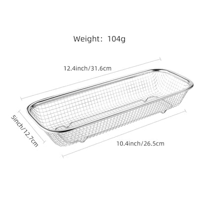 2Pack Stainless Steel Mesh Tumbler Cup Lid Organizer, Mason Jar Lid Holder | Rectangular, Cabinet Storage Basket, For Silverware Chopsticks Straws Utensils
