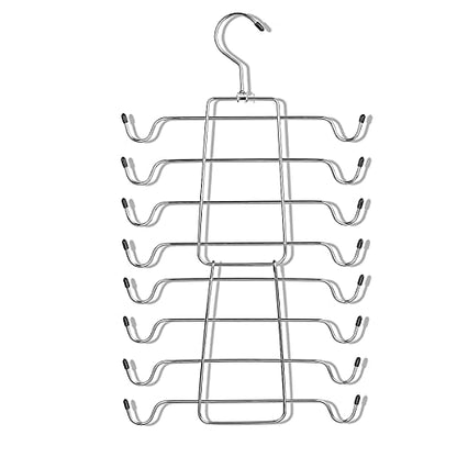 2 Pack Foldable Tank Top Hangers, Closet Organizer for Bras, Cami, Dresses | 360° rotating, chrome & black vinyl, maintains shape, fits belts, ties, swimwear & pajamas