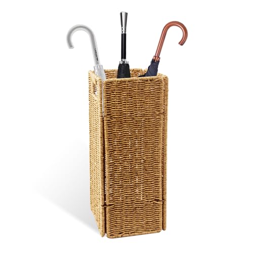 Rattan Umbrella holder, Hand Woven Umbrella Holder for Entryway, Indoor Umbrella Rack Organizer Freestanding, Umbrella Bucket Fits Mudroom,Walking Canes,Home,Office