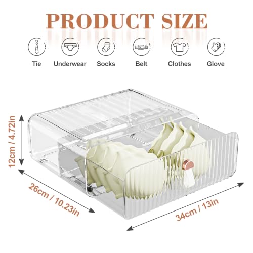 Underwear Drawer Organizer - Stackable Bra Organizer for Closet, 1 Cell Clear Acrylic Bra Storage Box, Closet Organizers and Storage for Lingerie, Undergarment, Baby Clothes, Scarf