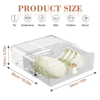 Underwear Drawer Organizer - Stackable Bra Organizer for Closet, 1 Cell Clear Acrylic Bra Storage Box, Closet Organizers and Storage for Lingerie, Undergarment, Baby Clothes, Scarf
