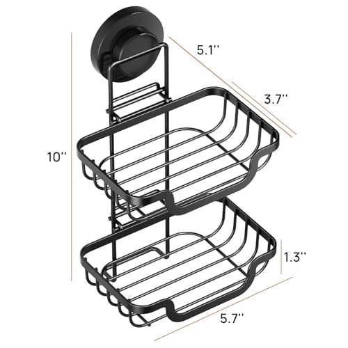 Bar Soap Holder with Hooks, Suction Cup Soap Dish Stainless Steel | 2 Layer Soap Holder Shower Wall Mounted, Soap and Razor Holder for Shower, Rustproof for Bathroom, Sponge Holder Saver