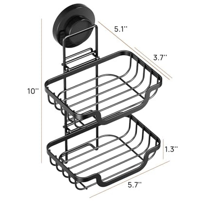 Bar Soap Holder with Hooks, Suction Cup Soap Dish Stainless Steel | 2 Layer Soap Holder Shower Wall Mounted, Soap and Razor Holder for Shower, Rustproof for Bathroom, Sponge Holder Saver