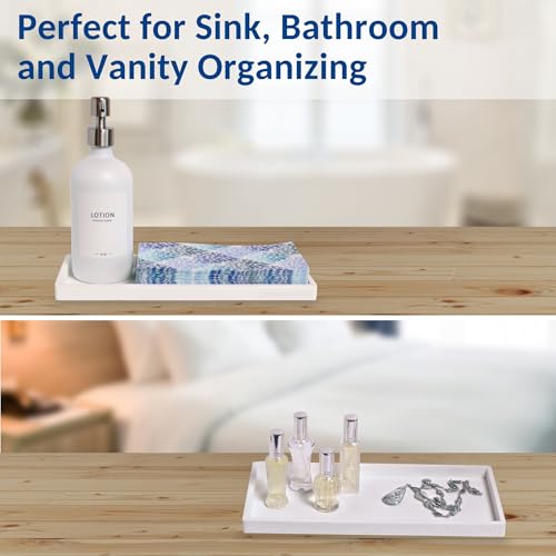 Silicone Countertop & Vanity Tray – 11.7” Bathroom... (White | Silicone)