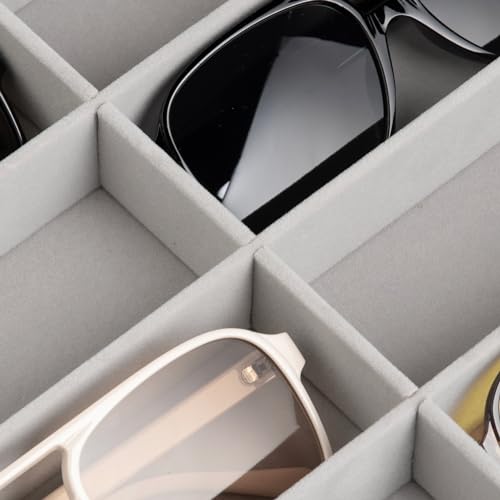 8-Slot Sunglass Organizer,Velvet Sunglass Holder for Drawer | Vanity Glass Holder,Sunglass Case For Multiple Sunglass,Sunglass Tray for Drawer,Sunglass Box for Women,Eyeglass Organizer