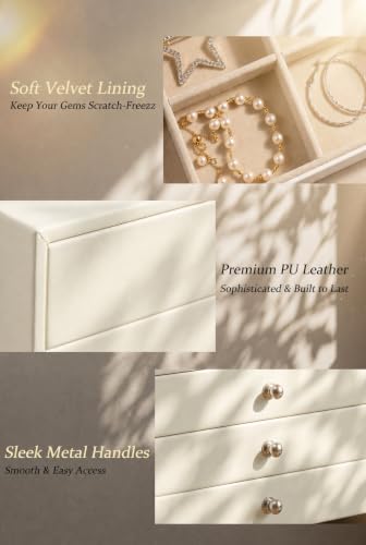 GUKA Large Jewelry Box, Jewelry Case with 10 Drawers for Big and Small Jewelry, Jewelry Storage Organizer for Watch Earrings Necklace Rings Bracelets, Birthday Wedding Gifts, White