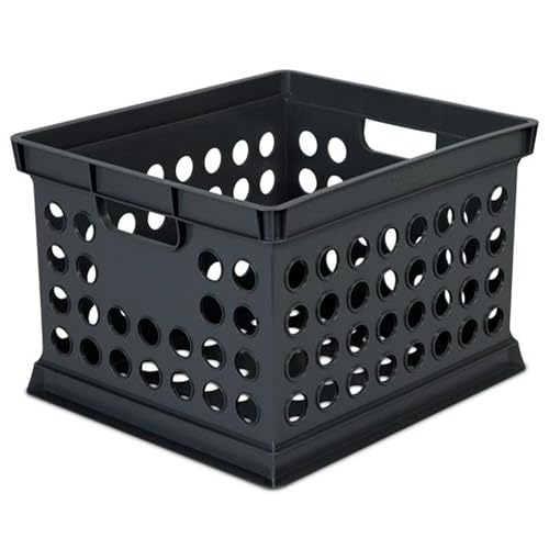 Storage Crate Bin File Organizer for Home & Office... (Black | Plastic)