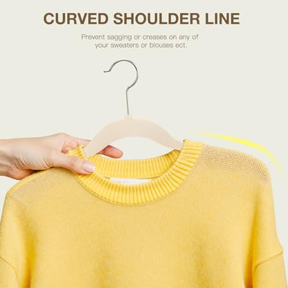 Korpai 24-Pack Beige Velvet Hangers with Clips Adjustable,Adult Hangers,Outfit Hangers,Heavy-Duty,Non-Slip,Space Saving, Felt Hanger for Pants, Skirts, Suits,Coats, Dresses ect.
