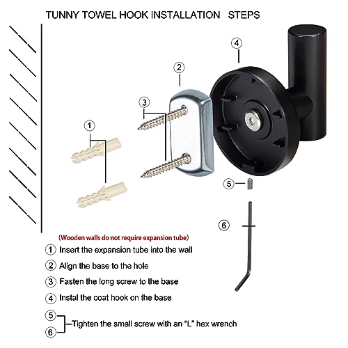 TUNNY 3 Pack Round Bathroom Towel Hooks - Champagne Gold Robe & Coat Hooks for Bathroom & Bedroom