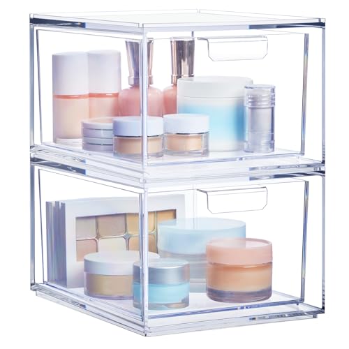 Audrey Stackable Clear Bin Plastic Organizer Drawe... (Clear | Plastic)