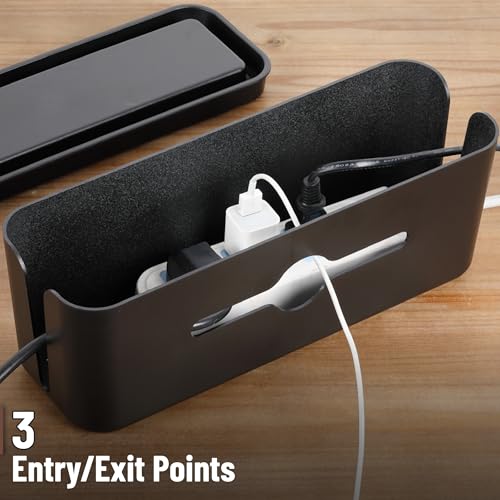 Bates- Cable Management Box, Small, Cable Organizer Box, Cord Organizer Box, Cable Box Organizer, Cord Management Box, Cord Hider Box, Cord Box for Wires on Floor, Power Strip Cover Box Baby Proof