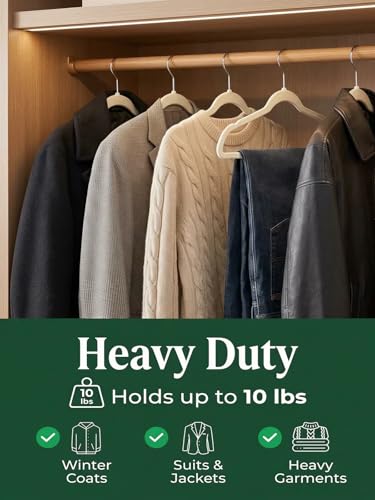 HOUSE DAY Ivory Velvet Hangers 50 Pack - Non Slip Felt Hangers, No Wrinkles | Closet Essentials Premium Space Saving Hanger, Gentle on Clothes, Sturdy Shoulder Design