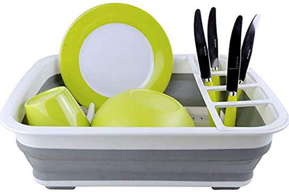 Dish Drying Rack Collapsible Dish Drying Rack Portable Dinnerware Drainer Organizer for Kitchen RV Campers Travel Trailers Space Saving Kitchen Storage Rack Tray Camper Must Haves