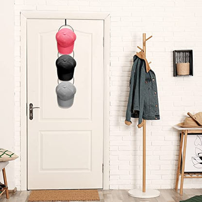 Yerliker 16 Pieces Hat Rack Wig Holder over The Door Baseball Hat Holder Wall Mounted Hanging Wig Organizer for Closet Display Storage Rack with 2 Hooks for Tie Scarf(Black)