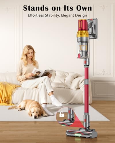 Cordless Vacuum Cleaner, 580W 48Kpa 65Mins Vacuum Cleaner for Home, Stand-Free Stick Vacuum, OLED Display, Auto Scrap Dust Tech, Lightweight, Anti-Tangle Vacuum Cordless for Woodfloor Carpet Pet Hair