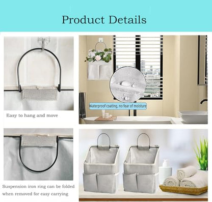 2 Pack Wall Hanging Storage Bag,Wall Hanging Organizer with Pockets, Hanging storage basket for Dormitory Bathroom Bedroom (Grey-upgraded)