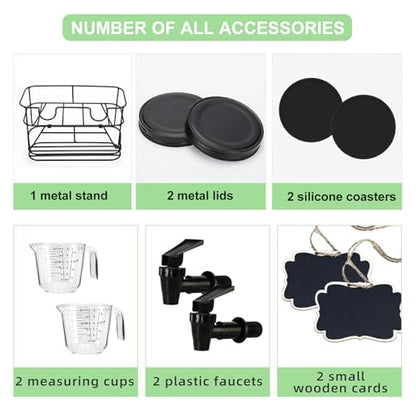 2 Sets 1 Gallon Laundry Detergent Dispenser with Stand, Measuring Cup, Glass Laundry Detergent Containr for Laundry Room Organization