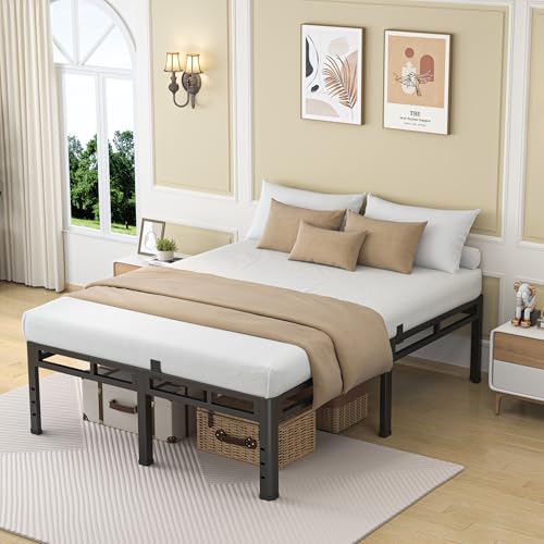 Queen Size Metal Platform Bed Frame, 24 Inch Dual-Layer Heavy Duty Base | 2-in-1 Base, 4000LBS Load Capacity, Noise-Free, Round Corner Legs, 4 Mattress Stoppers, Easy Assembly, No Box Spring need