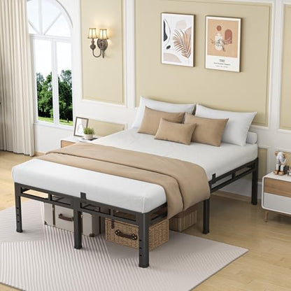 Queen Size Metal Platform Bed Frame, 24 Inch Dual-Layer Heavy Duty Base | 2-in-1 Base, 4000LBS Load Capacity, Noise-Free, Round Corner Legs, 4 Mattress Stoppers, Easy Assembly, No Box Spring need