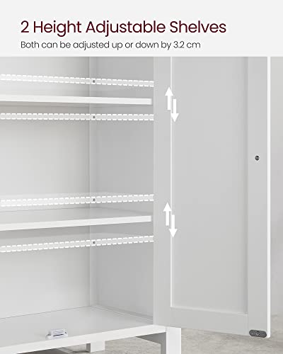 VASAGLE Floor Storage Cabinet, Freestanding Storage Unit with 2 Adjustable Shelves, for Bathroom Living Room Dining Kitchen, 11.8 x 23.6 x 31.5 Inches, Cloud White UBCB60WV1