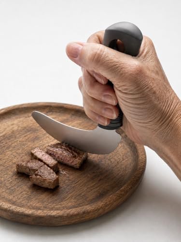Adaptive Utensils for Elderly, Easy Grip Non-Slip... (Gray/Silver | Stainless Steel)