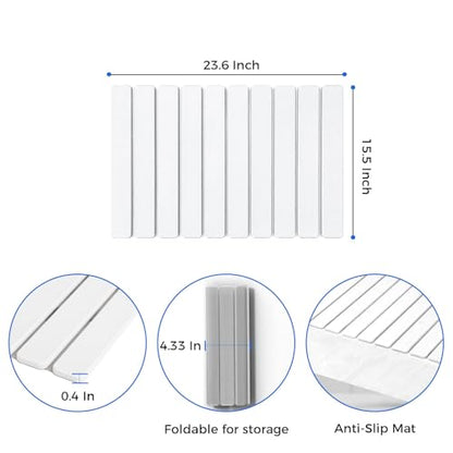 Foldable Stone Bath Mat, 23.6x15.5 Inch Super Absorbent Diatomaceous Earth Mat, Non-Slip Quick Drying and Easy to Clean for Bathroom, White