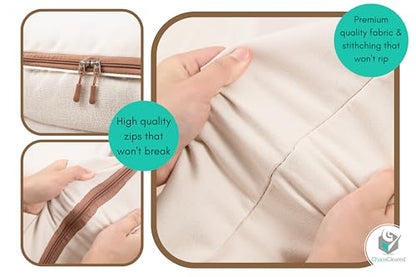 Canvas Storage Bags Designer Organizer for Comforters 2 Pack – Seasonal Storage for Pillows, Blankets, Linens & Garments – Foldable Design with Zip & Window, Moth-Proof Space Saver