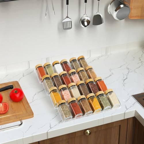 Spice Drawer Organizer 4 Tier, Acrylic Seasoning O... (Clear 8 Pack | Acrylic)