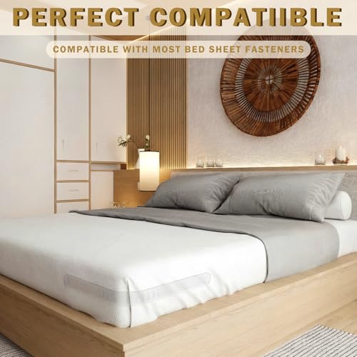 8 Pcs Replacement Strips for Bed Sheet Holder, Clear Bedsheet Replacement Straps Compatible with Most Bed Lock Sheet Holders
