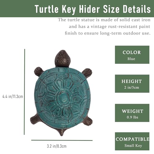 Ionela Turtle Key hiders Outside Garden Hide a Key, Antique Blue