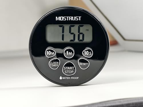 Digital Waterproof Shower Clock Timer | Bathroom Countdown Cooking Kitchen Timer with Alarm Magnetic-Back Stand, Ideal for Shower Bathroom