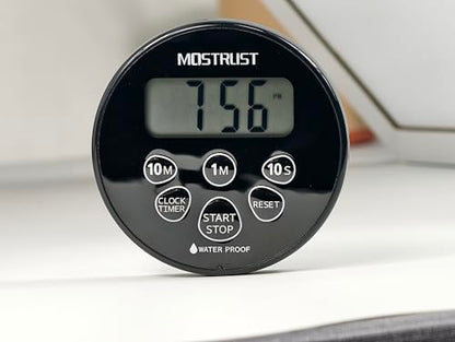 Digital Waterproof Shower Clock Timer | Bathroom Countdown Cooking Kitchen Timer with Alarm Magnetic-Back Stand, Ideal for Shower Bathroom