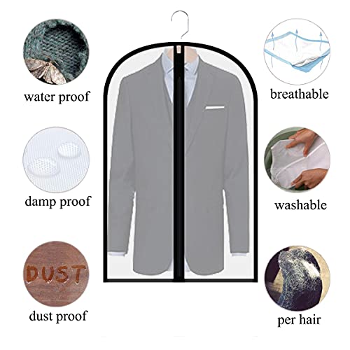 Suit Bags for Closet Storage, 40" Garment Bag for Hanging Clothes | Sturdy zippers with stoppers prevent runaway sliders. Protect coats from dust & pet hair. Clear,breathable and washable bags