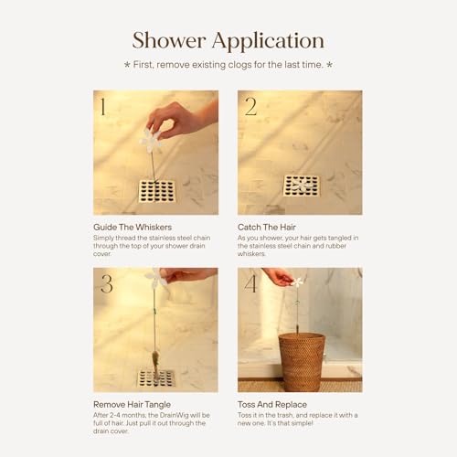 Shower Drain Hair Catcher – Disposable Bathroom Hair Trap, Easy to Install in Shower Drain Cover, Helps Prevent Clogs – As Seen on Shark Tank – White Flower (2-Pack)