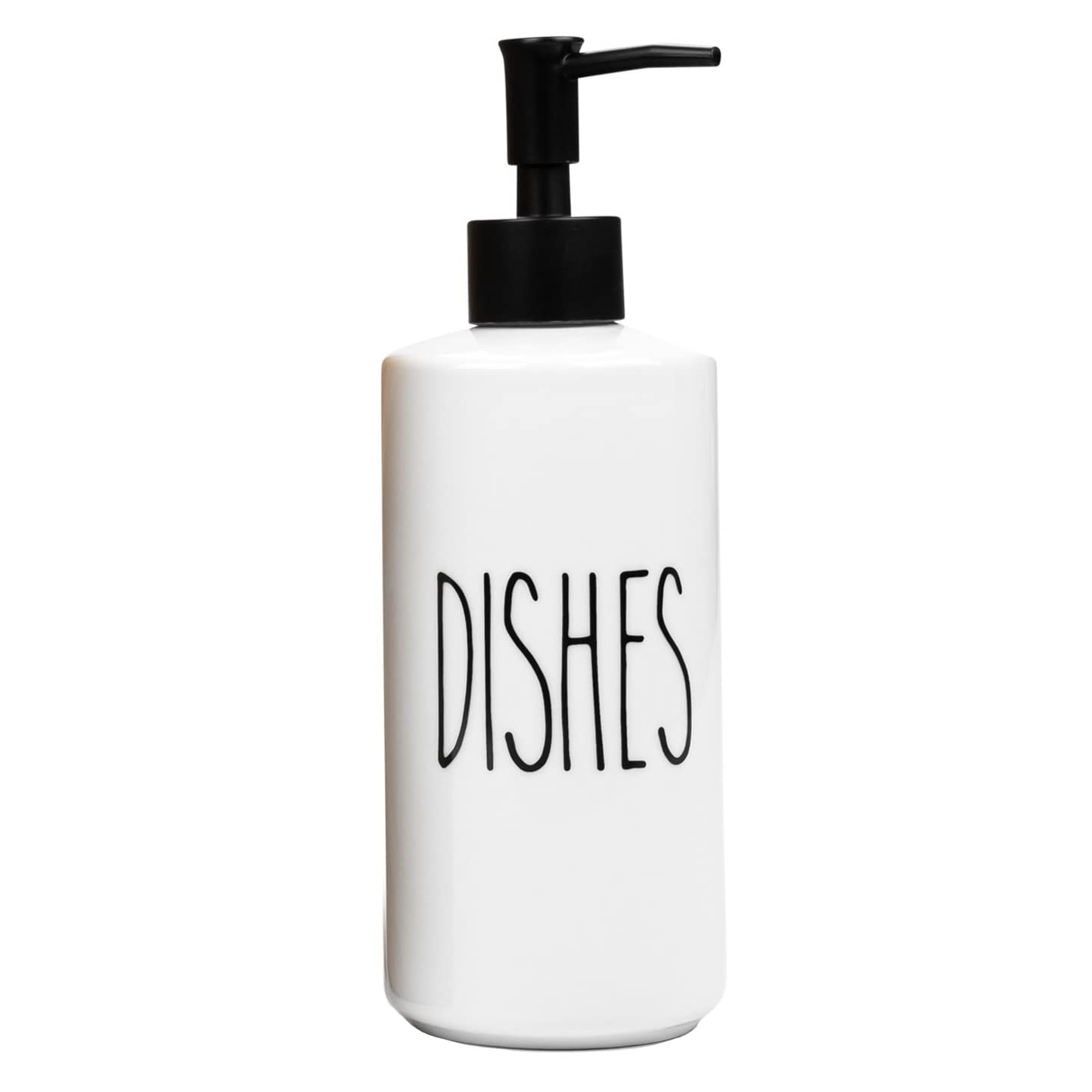 Porcelain 16oz Kitchen Soap Dispenser. Detergent Dispenser or Dish Soap Dispenser for Kitchen Sink. White Soap Dispenser, Modern Farmhouse Decor Dish Soap Pump for Kitchen Organization
