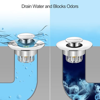 coamanug Bathtub Stopper | Shower Drain Hair Catcher, Pop-up Tub Stopper with Strainer | Bathroom Drain Plug | Drain Protector for 1-1/2 to 1-3/4"" Bath Drain Hole