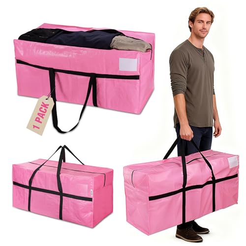 WORKPRO 1-Pack 66 Gallon Extra Large Moving Bag with Zipper & Carry Handles | Heavy Duty Material, 110 lbs Capacity, Extra Large Storage, Double Zipper, Carry Handles for Moving, Dorm & Home Organization
