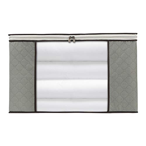 2 Pack Foldable Large Storage Bags for Clothes, Comforter, Quilt, Blanket | 28×20×12 inch, clear window handles, fits king comforter, under bed storage