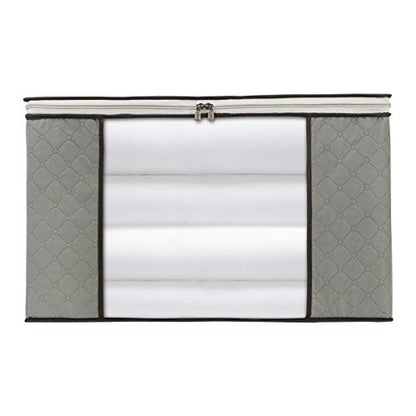 2 Pack Foldable Large Storage Bags for Clothes, Comforter, Quilt, Blanket | 28×20×12 inch, clear window handles, fits king comforter, under bed storage