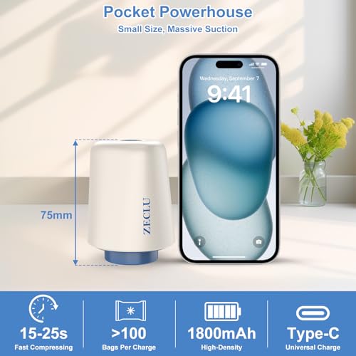 12 Pack Vacuum Bags for Travel with Pump for Clothing and Luggage | Rechargeable USB-C Pump, 3 Sizes, Space Saver Compression Bags for Suitcase, Carry-on, Flight and Closet Storage