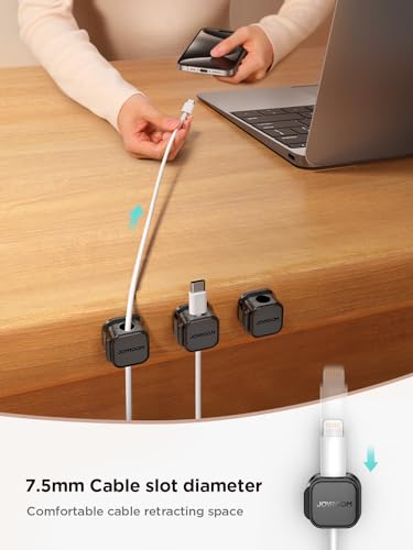JOYROOM 12 Pack Magnetic Cable Clips, Cord Organizer Adhesive Wire Holder | Home Nightstand Office Desk Accessories, Car Wall Organization, Phone Charger Cord Holder Management, Cable Smooth Adjustable