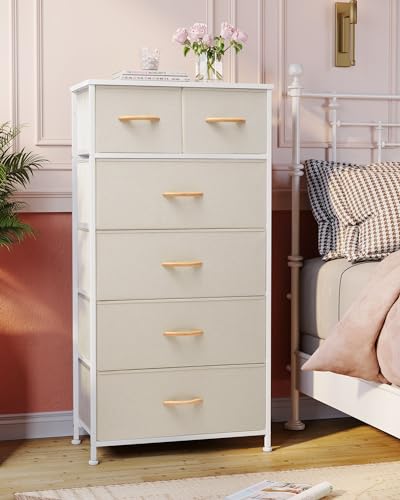 Dresser for Bedroom Tall Skinny Dresser Storage To... (Beige)
