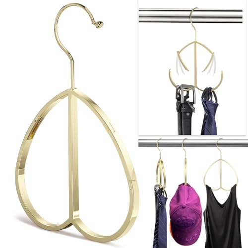Multipurpose Closet Hangers- Tie and Belt Hanger for Closet- Ideal for Storing Belts, Ties, Scarfs, Baseball Hats, Purses & More- Great Space Saving Belt Organizer for Wardrobe