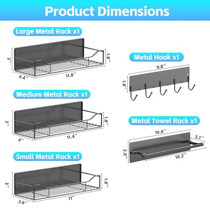 Magnetic Spice Rack for Refrigerator, 5 Pack Magne... (Gray | Iron)