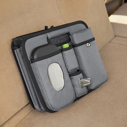 Munchkin Out-n-About Trunk Organizer for SUVs and Cars with Portable Changing Pad and Wet Baby Wipes for Diaper Changes On-the-Go, Collapsible, Grey