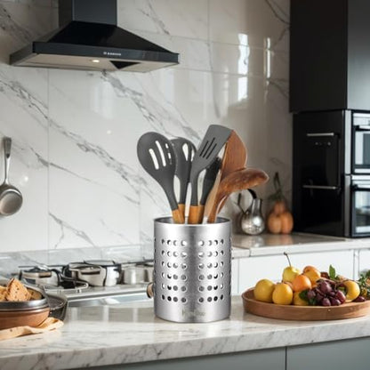 Metal Utensil Holder Set, Small SUS304 Steel Utens... (Silver)