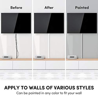 EVEO Cable Hider Wall 306” - Cable Raceway Cord Hider - Wire Covers for Cords on Wall, Cord Cover, Wall Cable Hider, Cable Concealer, Wire Hiders for TV on Wall Management-20X (L16 W0.95 H0.5) - White